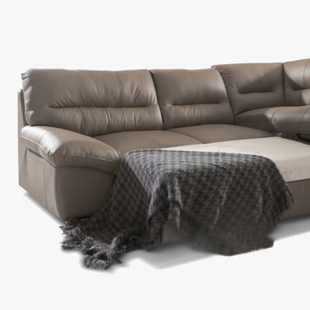 Ecksofa - echtes Leder SAND, William Ecke rechts