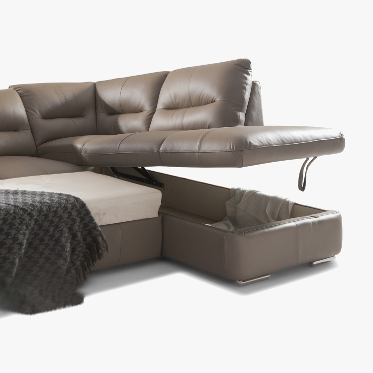 Ecksofa - echtes Leder SAND, William Ecke rechts