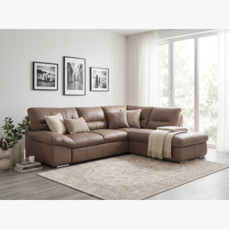 Ecksofa - echtes Leder SAND, William Ecke rechts