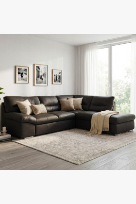 Runde Eckcouch - echtes Leder ESPRESSO, William Ecke rechts 2