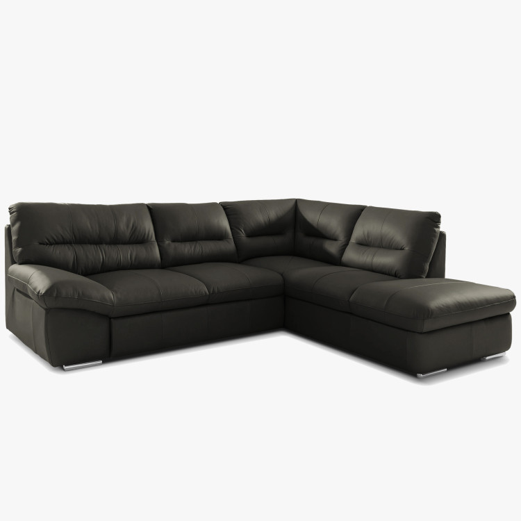 Runde Eckcouch - echtes Leder ESPRESSO, William Ecke rechts