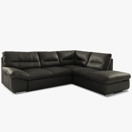 Runde Eckcouch - echtes Leder ESPRESSO, William Ecke rechts