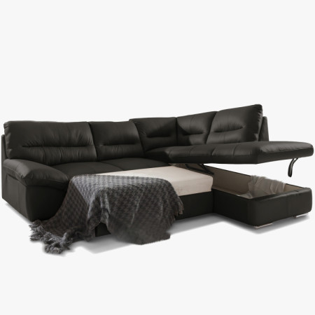 Runde Eckcouch - echtes Leder ESPRESSO, William Ecke rechts