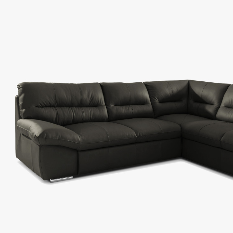 Runde Eckcouch - echtes Leder ESPRESSO, William Ecke rechts