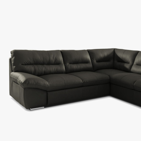 Runde Eckcouch - echtes Leder ESPRESSO, William Ecke rechts