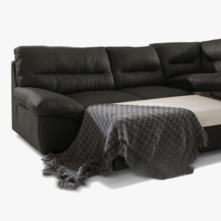 Runde Eckcouch - echtes Leder ESPRESSO, William Ecke rechts