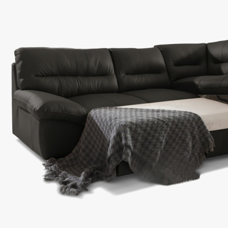 Runde Eckcouch - echtes Leder ESPRESSO, William Ecke rechts