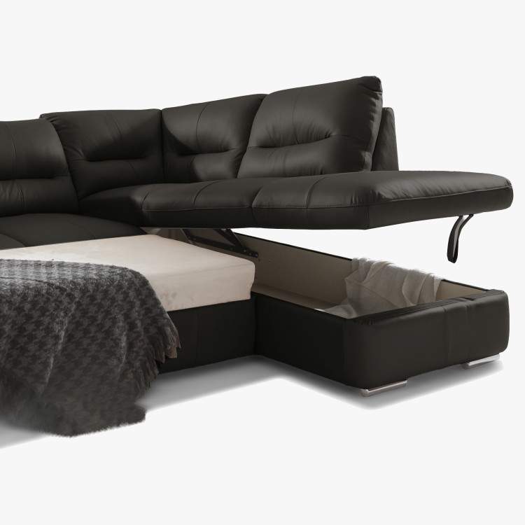 Runde Eckcouch - echtes Leder ESPRESSO, William Ecke rechts