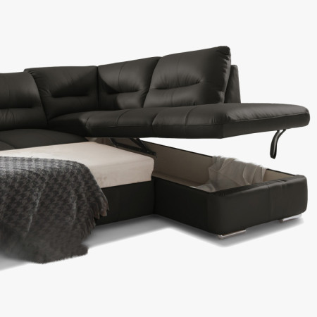 Runde Eckcouch - echtes Leder ESPRESSO, William Ecke rechts