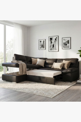 Runde Eckcouch - echtes Leder ESPRESSO, William Ecke links 2