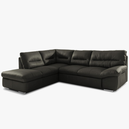 Runde Eckcouch - echtes Leder ESPRESSO, William Ecke links