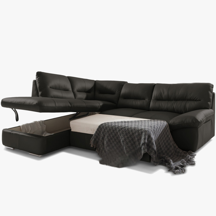 Runde Eckcouch - echtes Leder ESPRESSO, William Ecke links