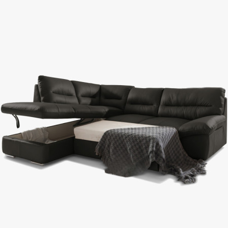 Runde Eckcouch - echtes Leder ESPRESSO, William Ecke links