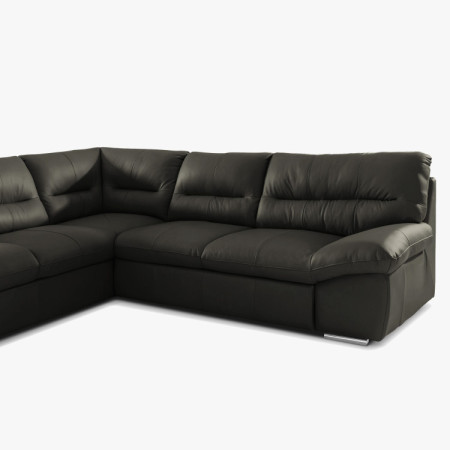 Runde Eckcouch - echtes Leder ESPRESSO, William Ecke links