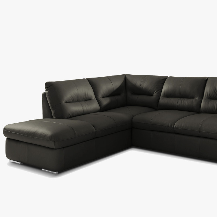 Runde Eckcouch - echtes Leder ESPRESSO, William Ecke links