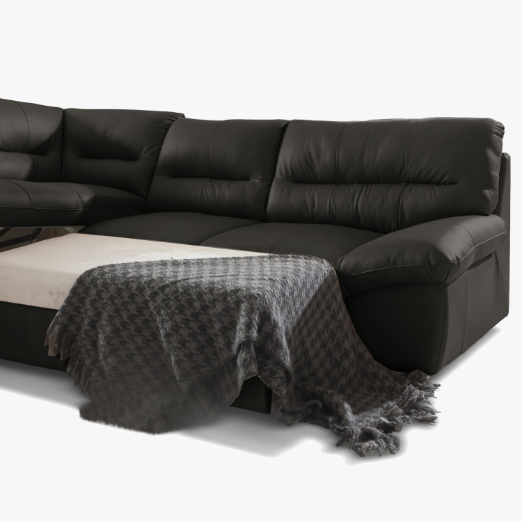 Runde Eckcouch - echtes Leder ESPRESSO, William Ecke links