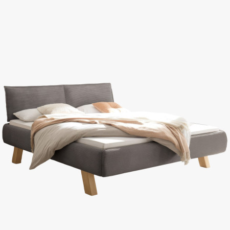 Doppelbett mit Stoffbezug auf Beinen in Grau 180 x 200