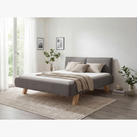 Doppelbett mit Stoffbezug auf Beinen in Grau 180 x 200