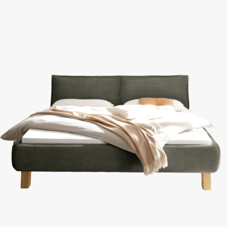 Doppelbett mit Stoffbezug auf Beinen in Grün 180 x 200