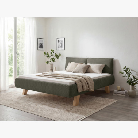 Doppelbett mit Stoffbezug auf Beinen in Grün 180 x 200