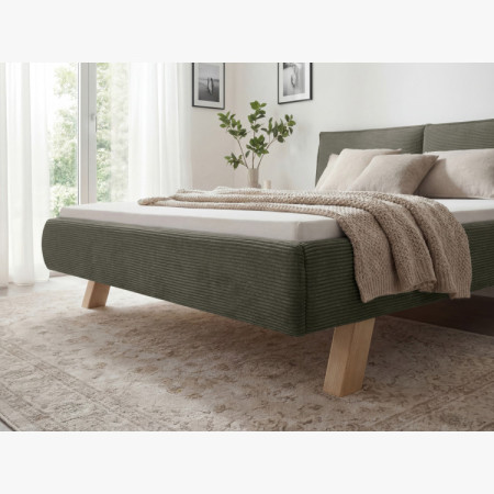 Doppelbett mit Stoffbezug auf Beinen in Grün 180 x 200