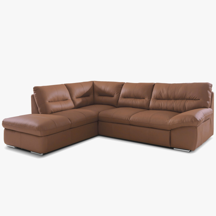 Runde Eckcouch - echtes Leder CAPUCCINO, William Ecke links