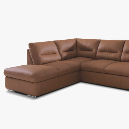 Runde Eckcouch - echtes Leder CAPUCCINO, William Ecke links