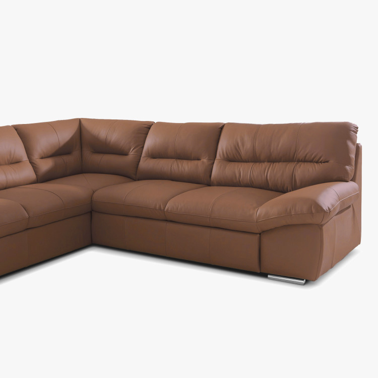 Runde Eckcouch - echtes Leder CAPUCCINO, William Ecke links