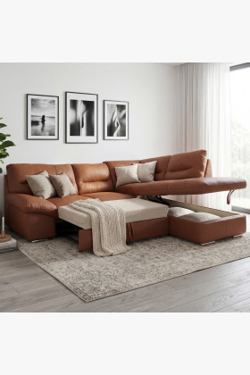 R Ecksofa - echtes Leder CAPUCCINO, William Ecke rechts 2