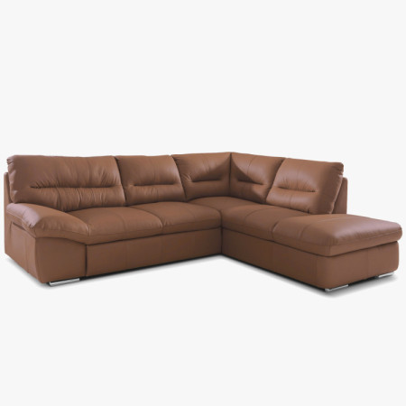 R Ecksofa - echtes Leder CAPUCCINO, William Ecke rechts