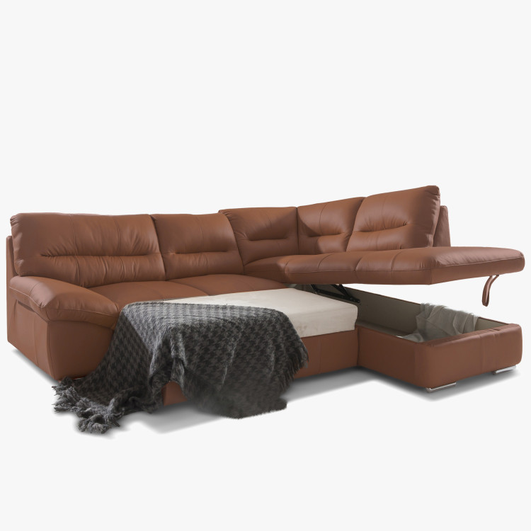 R Ecksofa - echtes Leder CAPUCCINO, William Ecke rechts