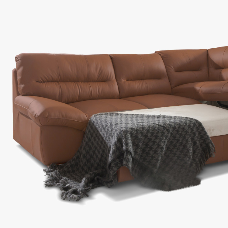 R Ecksofa - echtes Leder CAPUCCINO, William Ecke rechts