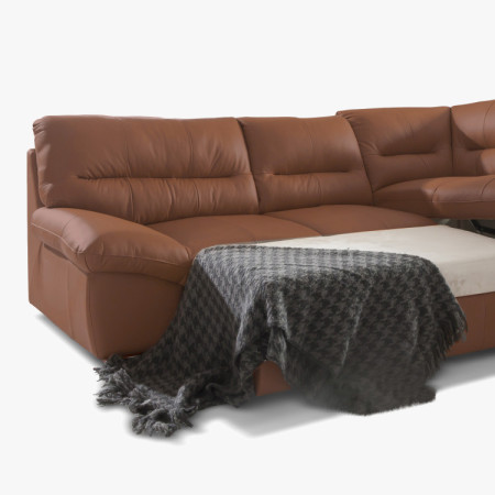 R Ecksofa - echtes Leder CAPUCCINO, William Ecke rechts