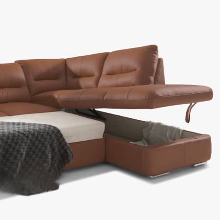 R Ecksofa - echtes Leder CAPUCCINO, William Ecke rechts