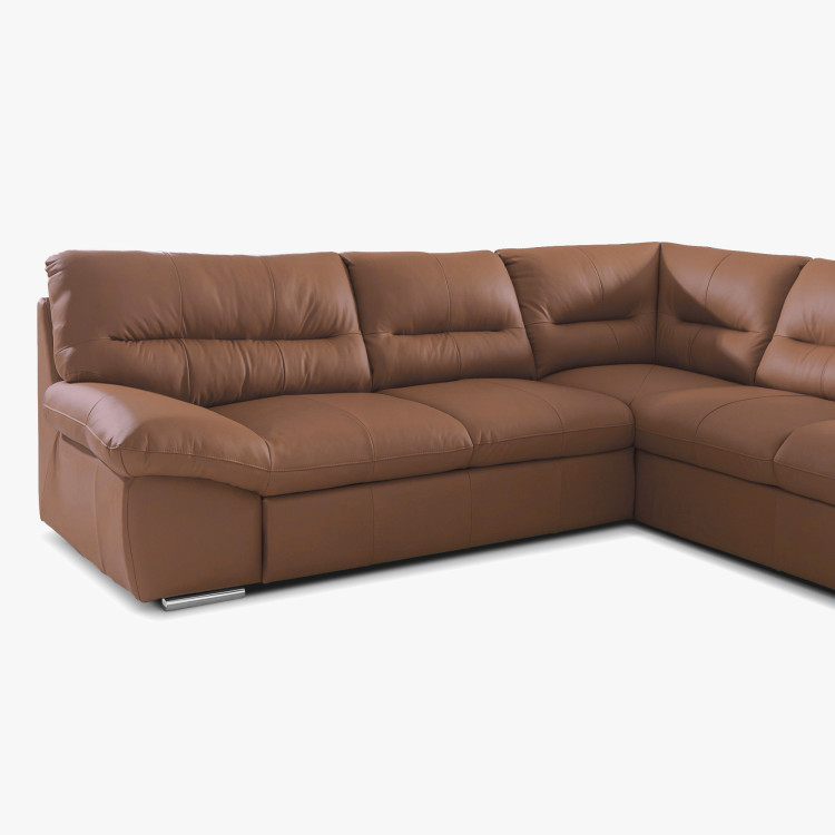 R Ecksofa - echtes Leder CAPUCCINO, William Ecke rechts