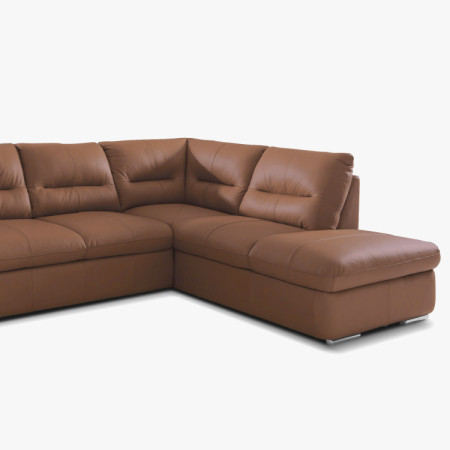 R Ecksofa - echtes Leder CAPUCCINO, William Ecke rechts