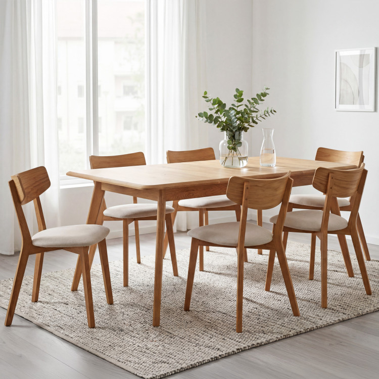 Holztisch aus Eiche 180 x 90 cm mit schrägen Beinen