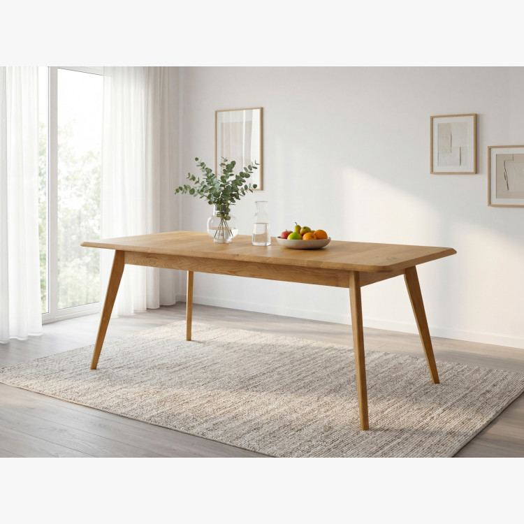 Holztisch aus Eiche 180 x 90 cm mit schrägen Beinen