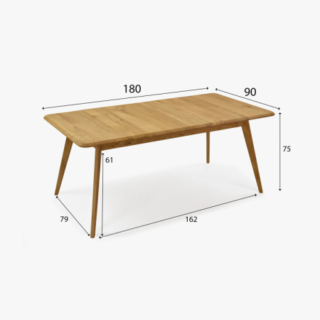 Holztisch aus Eiche 180 x 90 cm mit schrägen Beinen