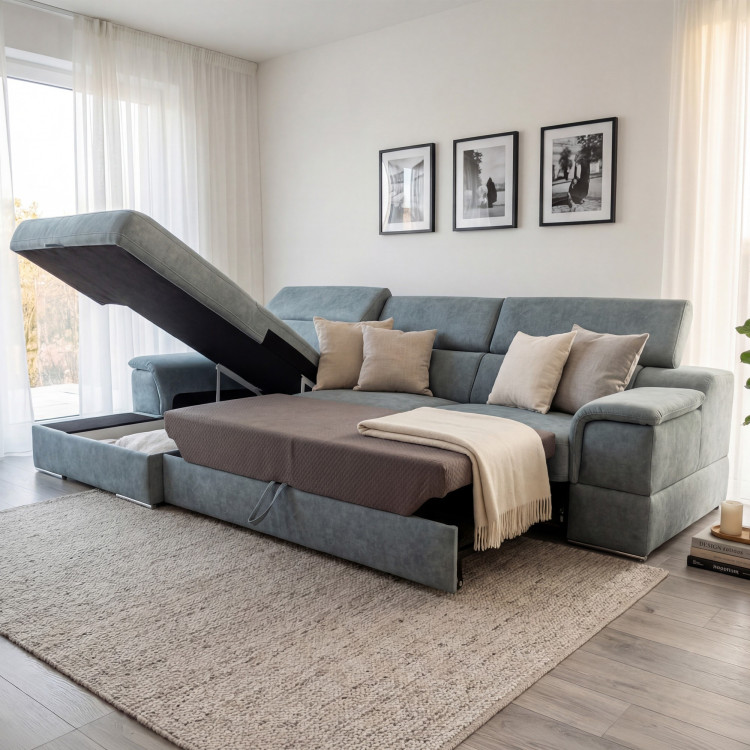 R Eck-Eckcouch mit Schlafunktion - rechte Ecke