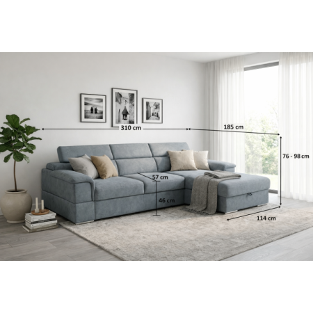 R Eck-Eckcouch mit Schlafunktion - rechte Ecke