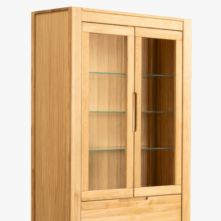 Eiche Hohe Vitrine mit Glastüren und Festen