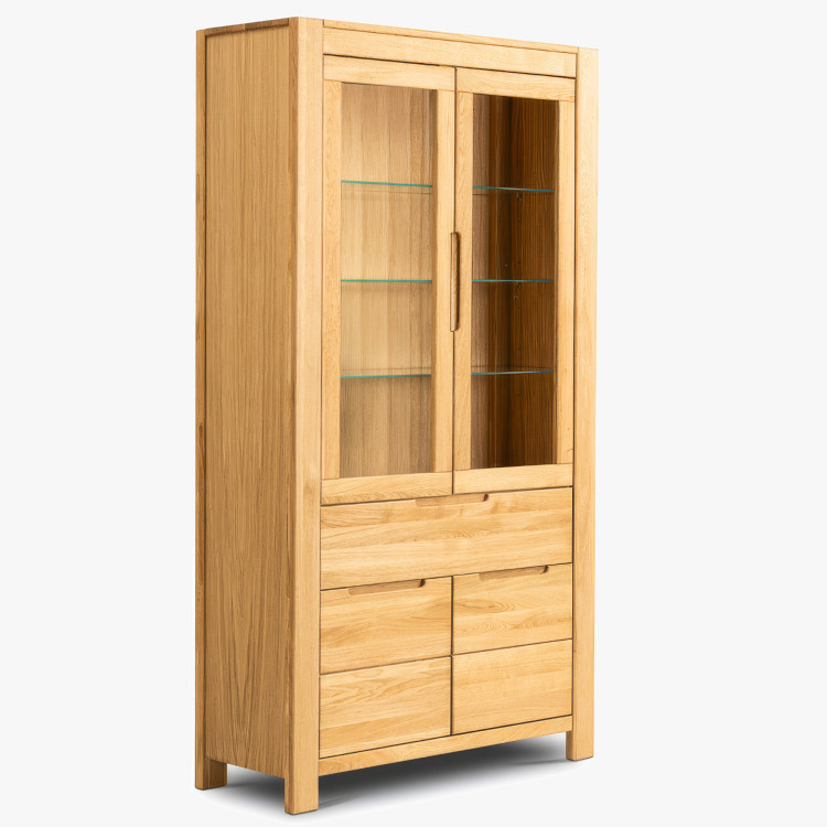 Eiche Hohe Vitrine mit Glastüren und Festen