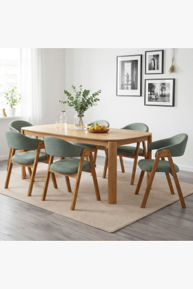 Dubdesign Esstisch Robi 200 × 100 cm und gepolsterter Stuhl Arco