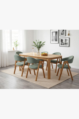 Dubdesign Esstisch Robi 200 × 100 cm und gepolsterter Stuhl Arco 2