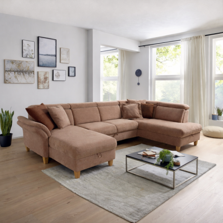 Sofa in U-Form auf Füßen - Ottoman rechts