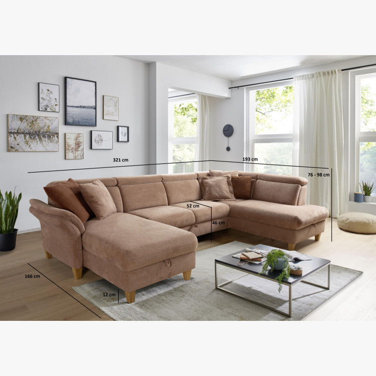 Sofa in U-Form auf Füßen - Ottoman rechts