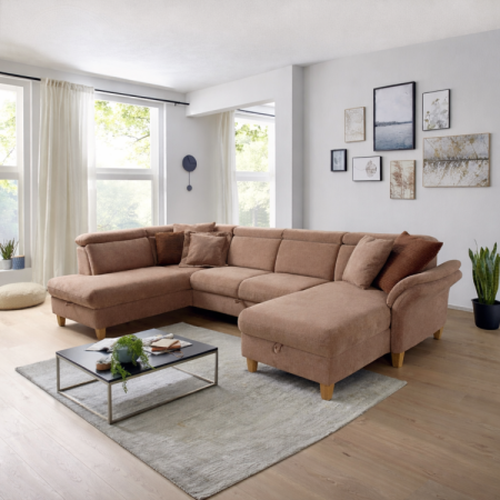 Sofa in U-Form auf Füßen - Ottoman links