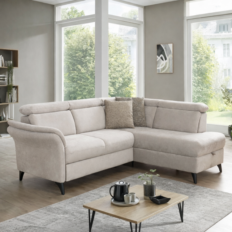 Runde Eckcouch Glendale – Ottoman rechts