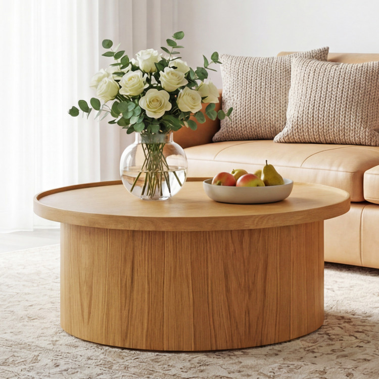 Eiche Couchtisch Eiche natural, Ø 80 cm Zylinderform